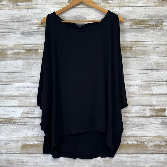 Eileen Fisher Women’s Black Short Sleeve Shirt Blouse size Large - Picture 1 of 7